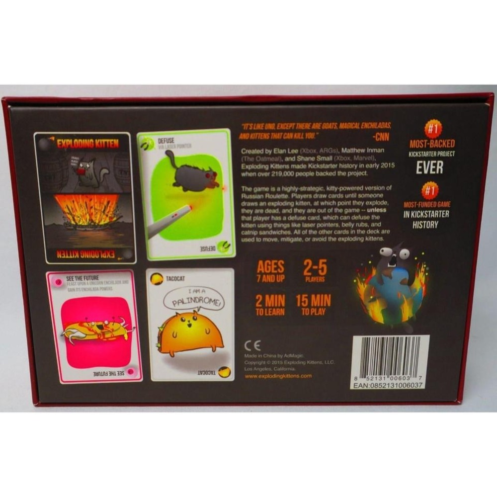 Exploding Kittens Card Game Original Edition Family Friendly Party Game - Picture 2 of 2